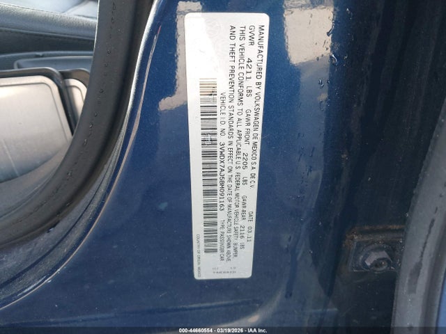 44660554 :رقم المزاد ، 3VWDX7AJ5BM091163 vin ، 2011 Volkswagen Jetta 2.5l Se مزاد بيع