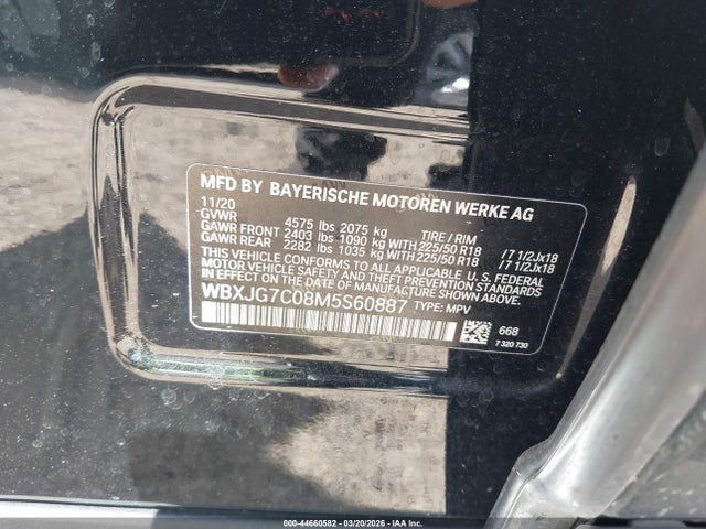 Aukcja sprzedaży 2021 Bmw X1 Sdrive28i, vin: WBXJG7C08M5S60887, numer aukcji: 44660582