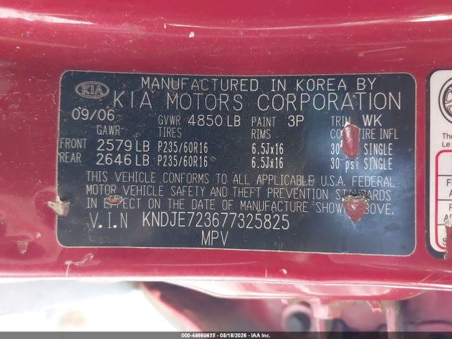 Aukcja sprzedaży 2007 Kia Sportage Ex V6, vin: KNDJE723677325825, numer aukcji: 44660617