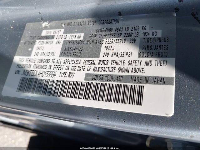 44660628 :رقم المزاد ، JM3KFBDL4H0158884 vin ، 2017 Mazda Cx-5 Grand Touring مزاد بيع