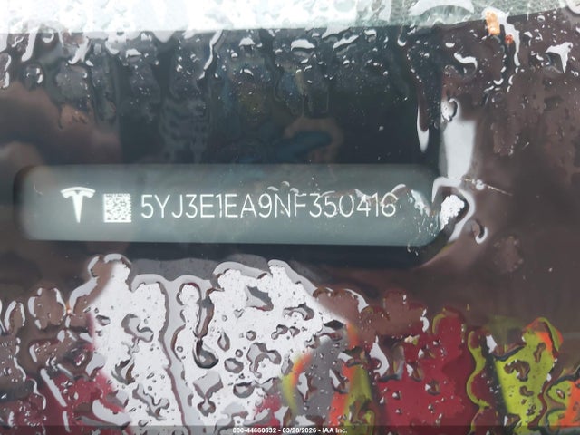 2022 Tesla Model 3 Rear-wheel Drive მანქანა იყიდება აუქციონზე, vin: 5YJ3E1EA9NF350418, აუქციონის ნომერი: 44660632