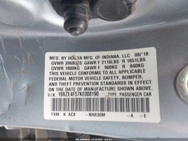2019 HONDA INSIGHT 19XZE4F57KE008190 Photo 8