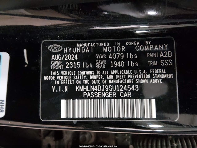Aukcja sprzedaży 2025 Hyundai Elantra Hybrid Limited, vin: KMHLN4DJ9SU124543, numer aukcji: 44660657