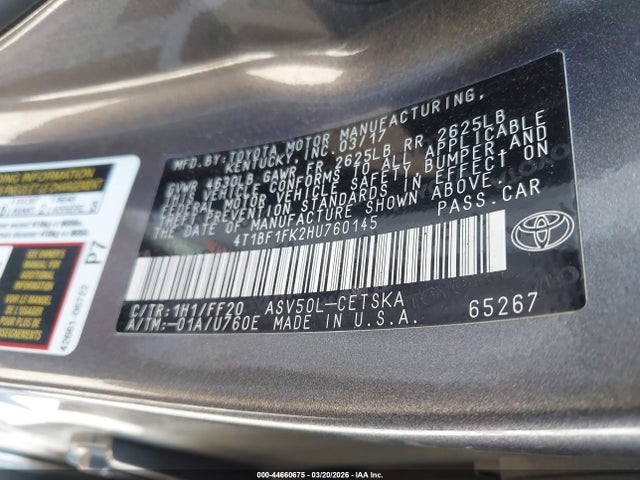 Toyota CAMRY SE 2017 4T1BF1FK2HU760145 Image 9