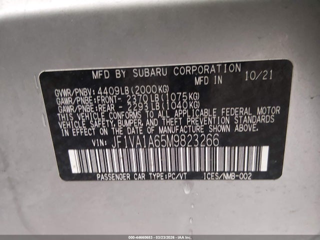 2021 SUBARU WRX JF1VA1A65M9823266 Photo 8