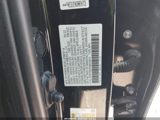 Aukcja sprzedaży 2022 Honda Passport Awd Ex-l, vin: 5FNYF8H53NB026813, numer aukcji: 44660696