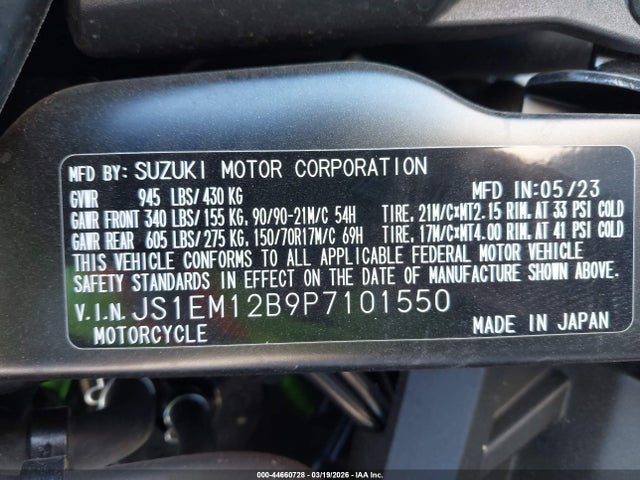 2023 SUZUKI DL800DE JS1EM12B9P7101550 Photo 9