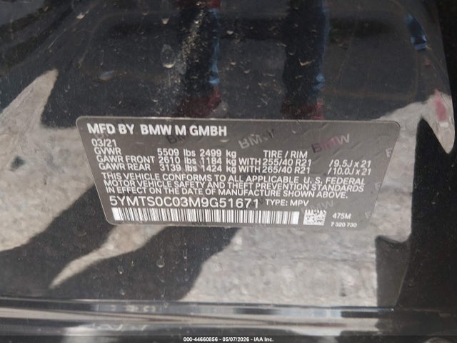5YMTS0C03M9G51671 BMW X3 M