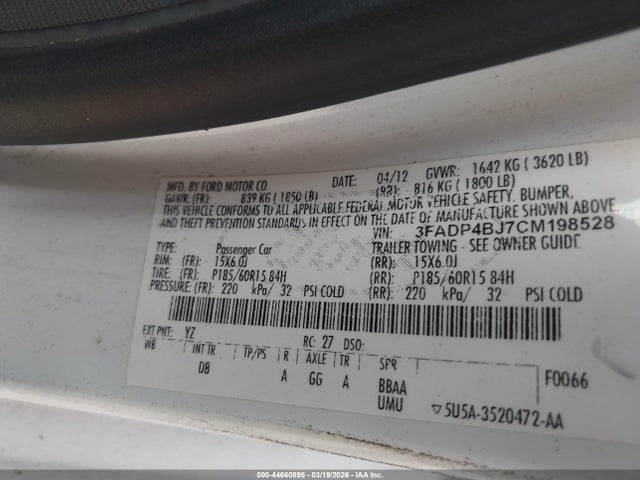 2012 FORD FIESTA 3FADP4BJ7CM198528 Photo 8