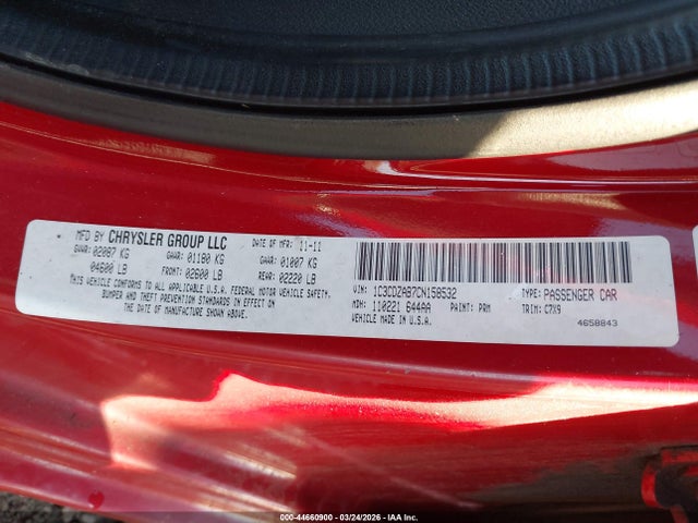 Aukcja sprzedaży 2012 Dodge Avenger Se, vin: 1C3CDZAB7CN158532, numer aukcji: 44660900