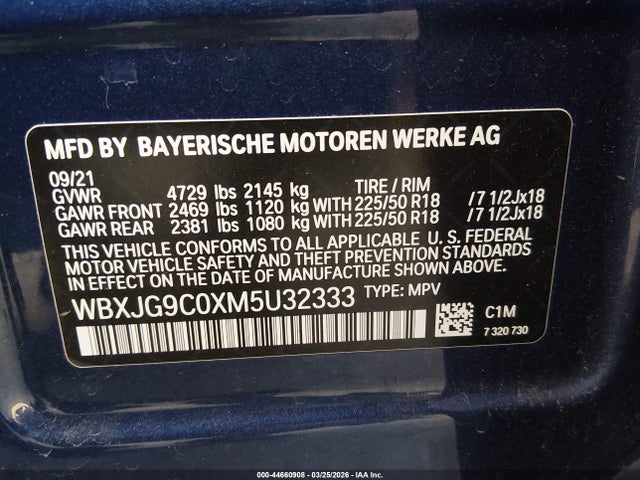 Продажа на аукционе авто 2021 Bmw X1 Xdrive28i, vin: WBXJG9C0XM5U32333, номер лота: 44660908