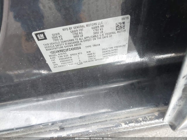 1GCVKREC2FZ436554 Chevrolet Silverado 1500 2lt