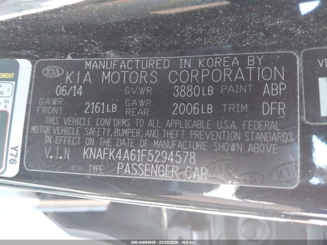 Aukcja sprzedaży 2015 Kia Forte Lx, vin: KNAFK4A61F5294578, numer aukcji: 44660948