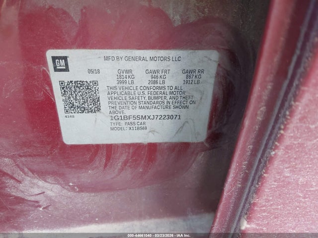 1G1BF5SMXJ7223071 Chevrolet Cruze Premier Auto