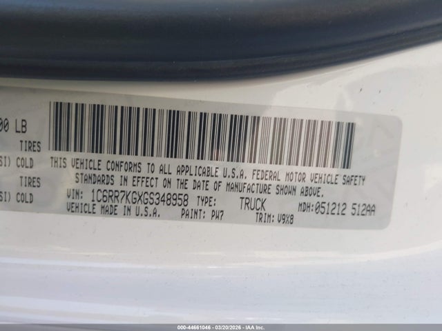 1C6RR7KGXGS348958 RAM 1500 Tradesman