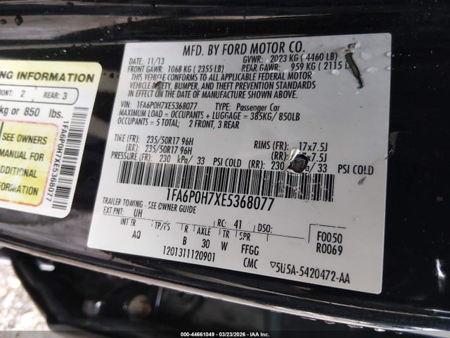Aukcja sprzedaży 2014 Ford Fusion Se, vin: 1FA6P0H7XE5368077, numer aukcji: 44661049