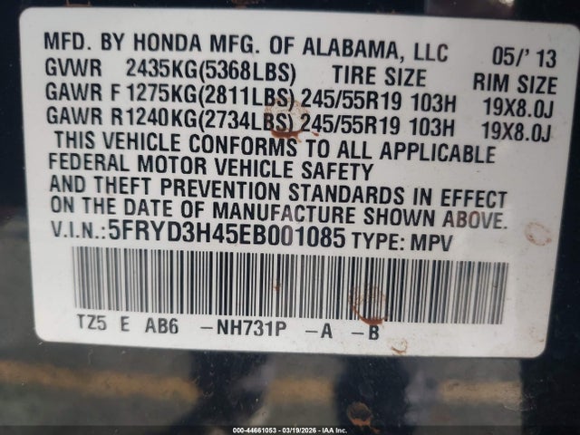 Aukcja sprzedaży 2014 Acura Mdx Technology Package, vin: 5FRYD3H45EB001085, numer aukcji: 44661053