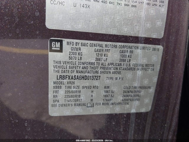 Aukcja sprzedaży 2017 Buick Envision Preferred, vin: LRBFXASA6HD013727, numer aukcji: 44661062