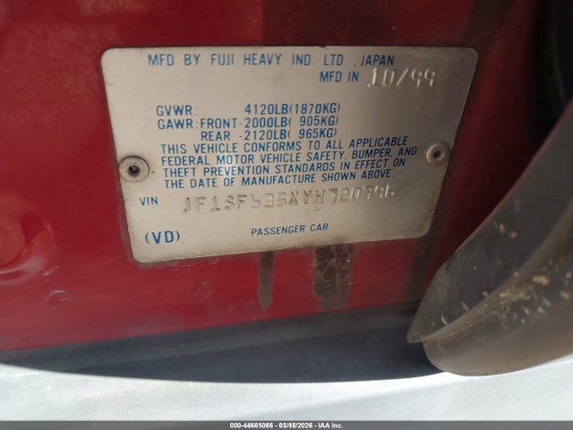 Продаж на аукціоні авто 2000 Subaru Forester L, vin: JF1SF635XYH720796, номер лоту: 44661065