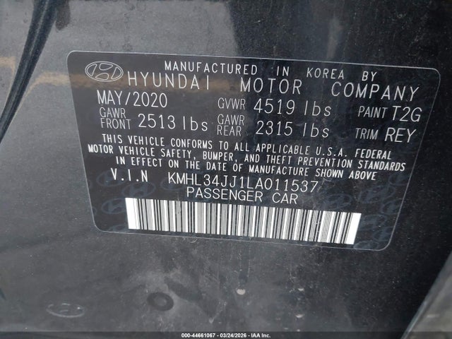 KMHL34JJ1LA011537 Hyundai Sonata Hybrid Sel