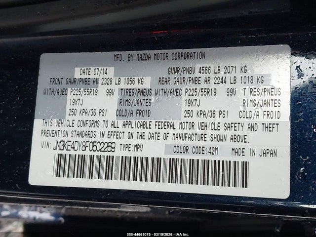 Aukcja sprzedaży 2015 Mazda Cx-5 Grand Touring, vin: JM3KE4DY8F0502269, numer aukcji: 44661075