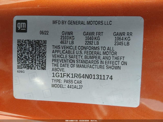1G1FK1R64N0131174 Chevrolet Camaro Rwd Zl1