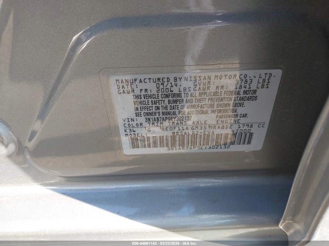 3N1AB7AP9EY302132 Nissan SENTRA SV