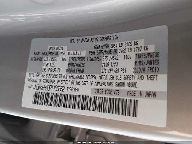 Aukcja sprzedaży 2024 Mazda Cx-90 Phev Premium Plus, vin: JM3KKEHA0R1160682, numer aukcji: 44661156