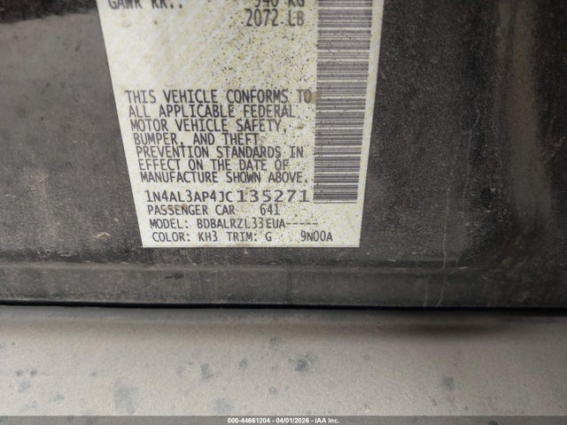 2018 Nissan Altima 2.5 Sl მანქანა იყიდება აუქციონზე, vin: 1N4AL3AP4JC135271, აუქციონის ნომერი: 44661204