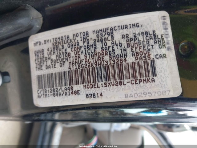 1998 TOYOTA CAMRY 4T1BG22K9WU313284 Photo 8