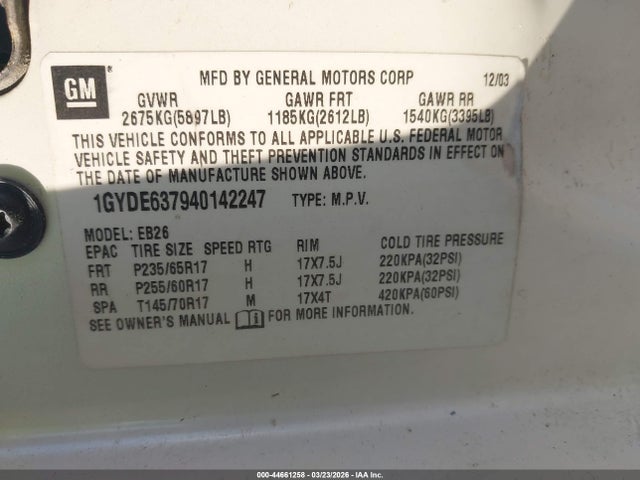 2004 CADILLAC SRX 1GYDE637940142247 Photo 8