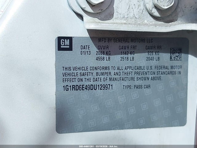 Продаж на аукціоні авто 2013 Chevrolet Volt, vin: 1G1RD6E49DU129971, номер лоту: 44661261