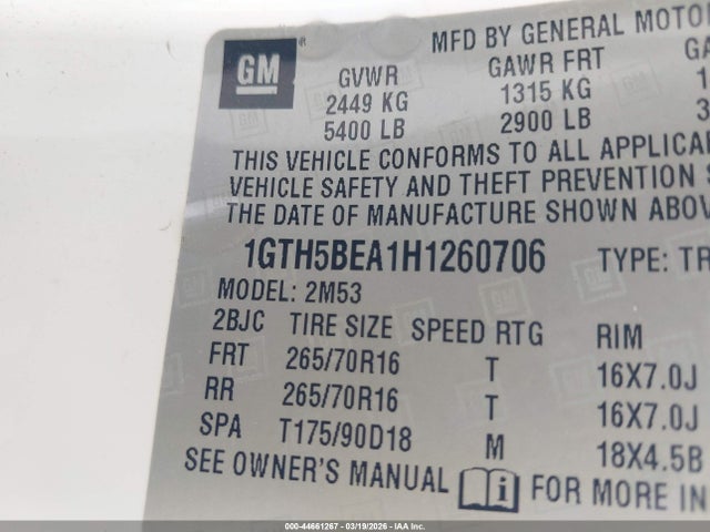 1GTH5BEA1H1260706 GMC Canyon