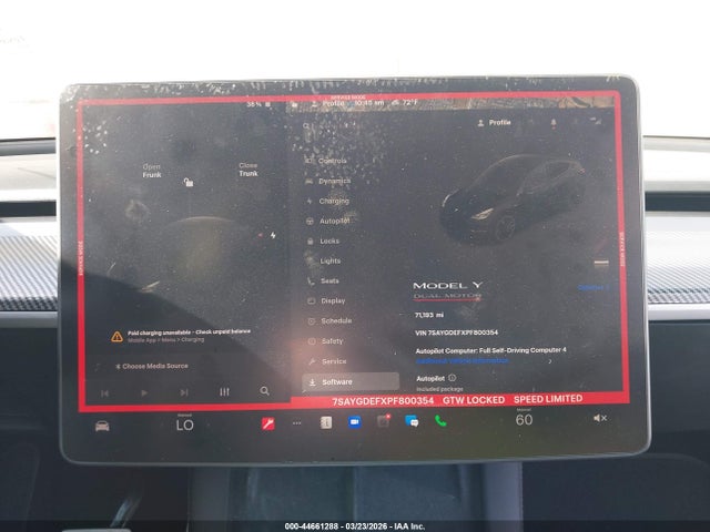 44661288 :رقم المزاد ، 7SAYGDEFXPF800354 vin ، 2023 Tesla Model Y Performance Dual Motor All-wheel Drive مزاد بيع