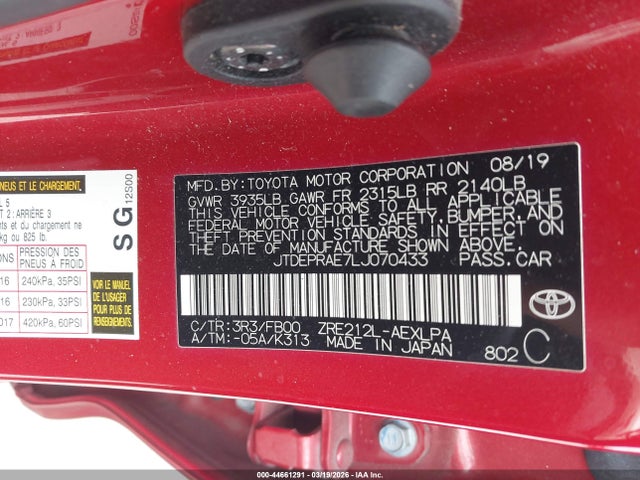 2020 TOYOTA COROLLA JTDEPRAE7LJ070433 Photo 8