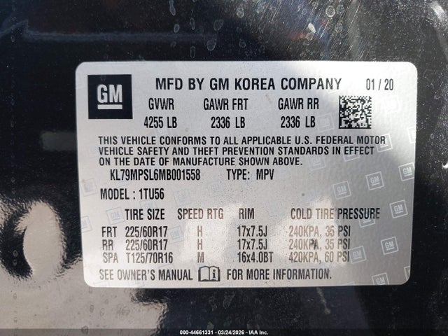 KL79MPSL6MB001558 Chevrolet Trailblazer Fwd Lt