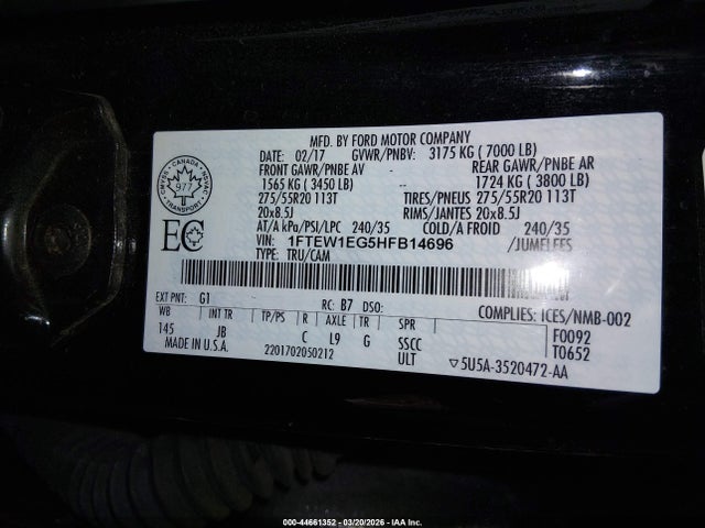 1FTEW1EG5HFB14696 Ford F-150 Xlt