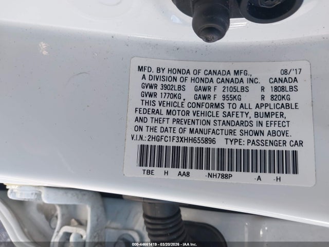 2HGFC1F3XHH655896 Honda Civic Ex-t