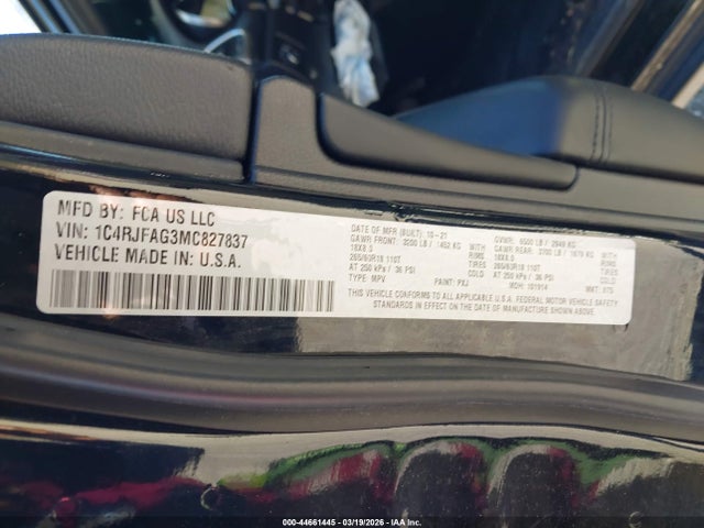 Aukcja sprzedaży 2021 Jeep Grand Cherokee Laredo X 4x4, vin: 1C4RJFAG3MC827837, numer aukcji: 44661445