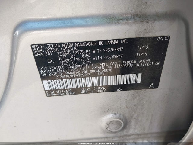 2015 TOYOTA RAV4 2T3WFREV8FW209203 Photo 8