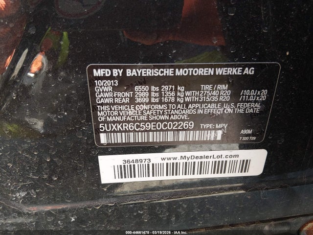Aukcja sprzedaży 2014 Bmw X5 Xdrive50i, vin: 5UXKR6C59E0C02269, numer aukcji: 44661478
