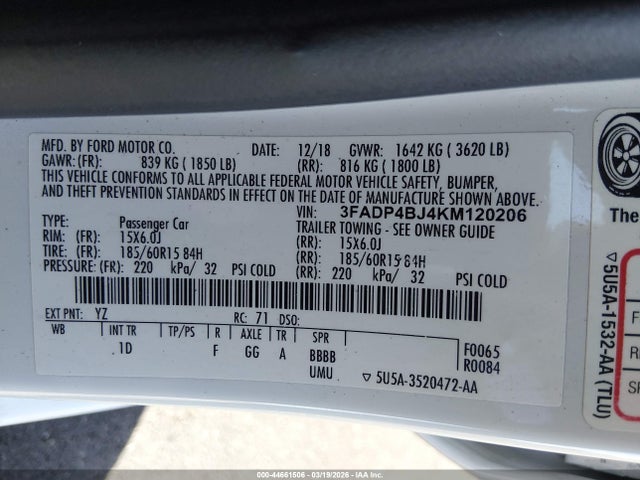 Ford FIESTA SE 2019 3FADP4BJ4KM120206 Image 9