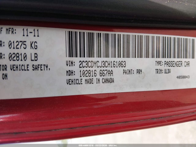 Продаж на аукціоні авто 2012 Dodge Challenger Srt8 392, vin: 2C3CDYCJ3CH161063, номер лоту: 44661516
