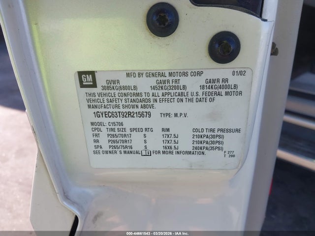 2002 CADILLAC ESCALADE 1GYEC63T92R215679 Photo 8