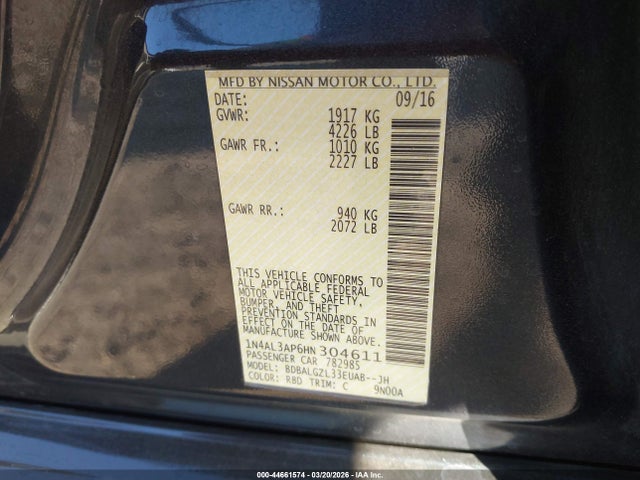 1N4AL3AP6HN304611 Nissan Altima 2.5 S