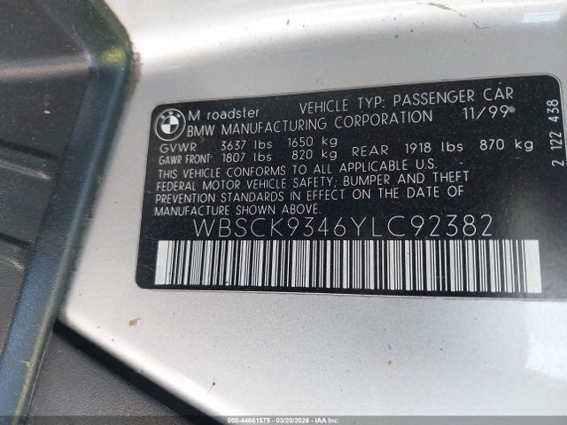 2000 BMW M WBSCK9346YLC92382 Photo 8