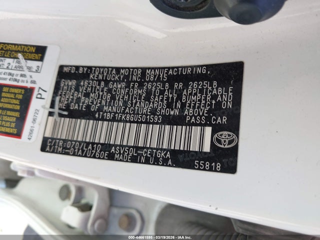 Toyota CAMRY XLE 2016 4T1BF1FK8GU501593 Image 9
