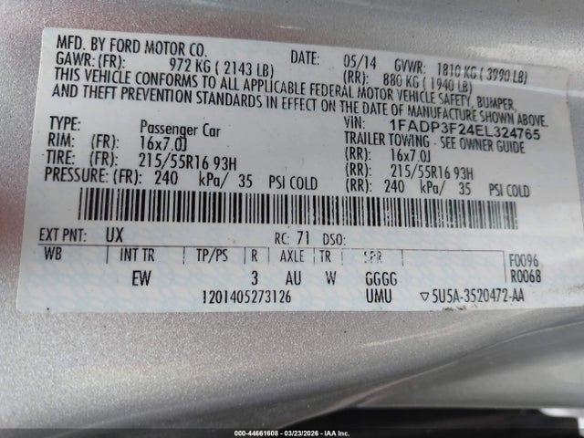 1FADP3F24EL324765 Ford FOCUS SE