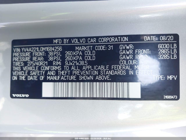 2021 VOLVO XC90 YV4A221L0M1684256 Photo 8