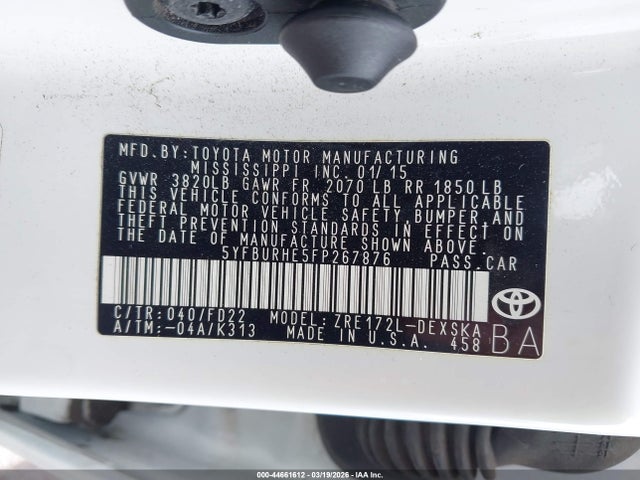 Toyota Corolla S/s Plus/s Premium 2015 5YFBURHE5FP267876 Image 9